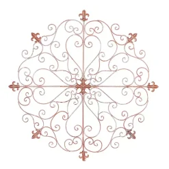 Brown Patina Metal Floral Crest Wall Plaque