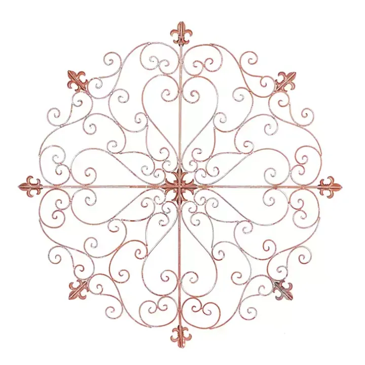 Brown Patina Metal Floral Crest Wall Plaque