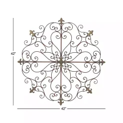 Brown Patina Metal Floral Crest Wall Plaque