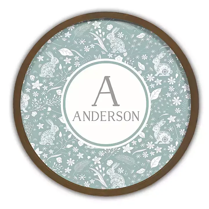 Brown Personalized Blue Bunnies Wall Plaque