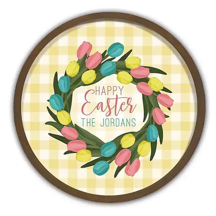 Brown Personalized Happy Easter Tulip Wall Plaque
