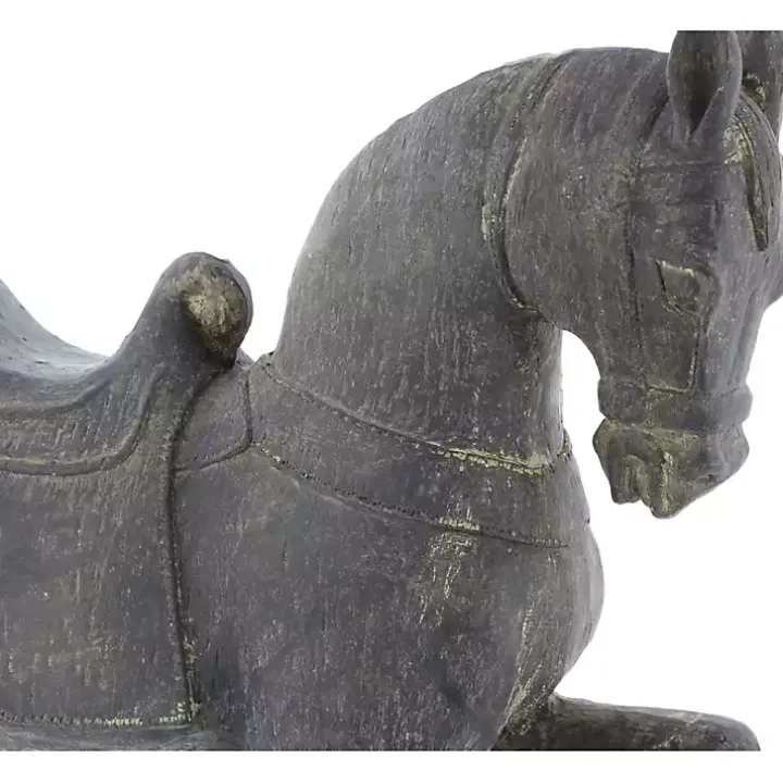 Brown Polystone Prancing Horse Statue