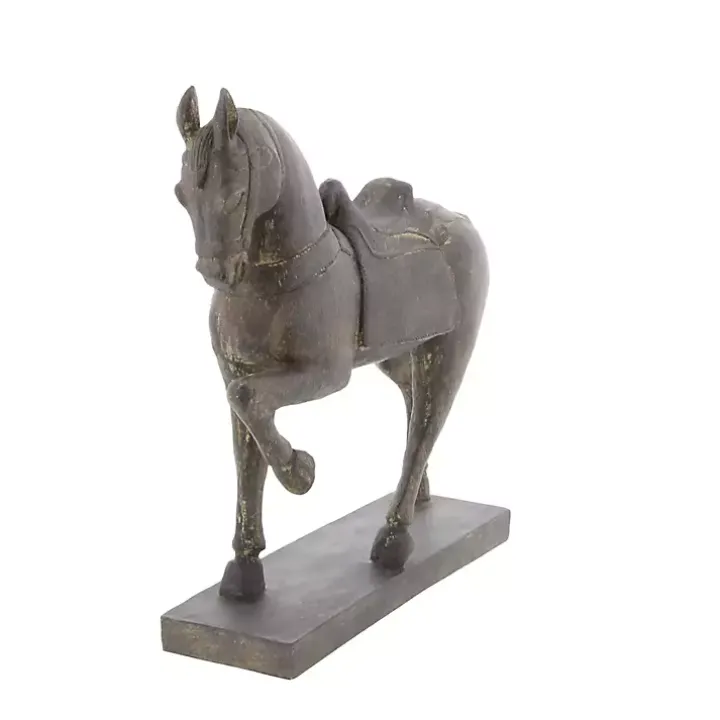 Brown Polystone Prancing Horse Statue