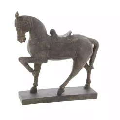 Brown Polystone Prancing Horse Statue