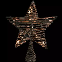 Brown Rattan Star Pre-Lit LED Tree Topper