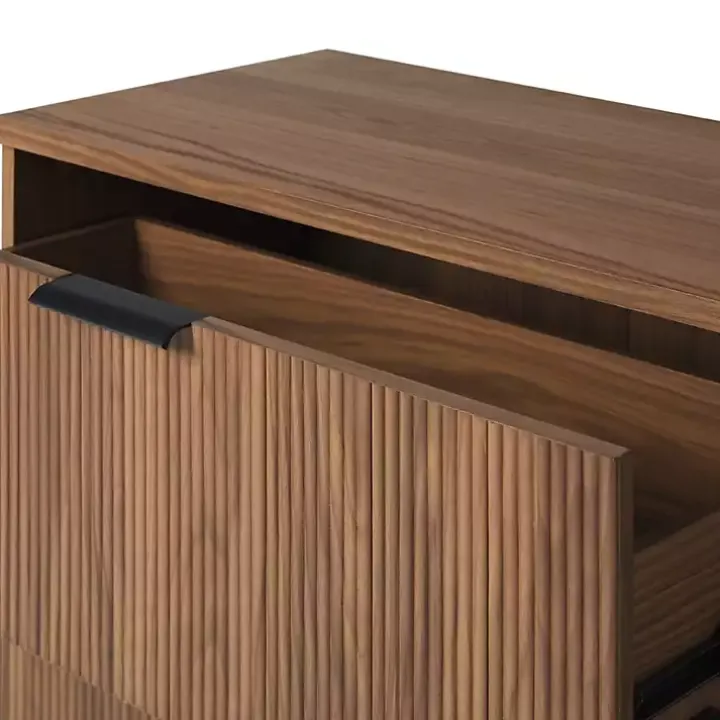 Brown Reeded 3-Drawer Dresser