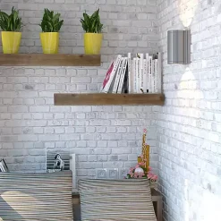 Brown Rustic Floating Wooden Shelf