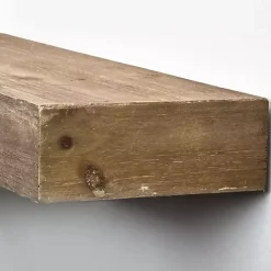 Brown Rustic Floating Wooden Shelf