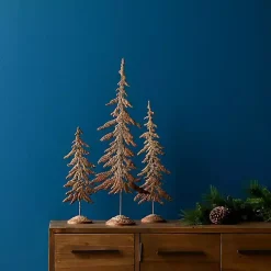 Brown Rustic Metal Cutout Trees, Set of 3