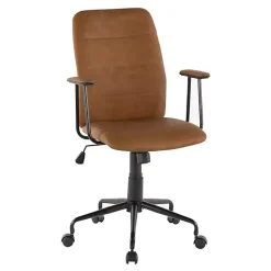 Brown Tufted Faux Leather Office Chair