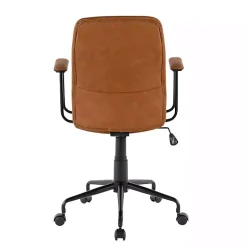 Brown Tufted Faux Leather Office Chair
