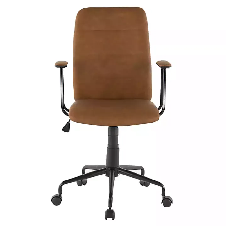 Brown Tufted Faux Leather Office Chair