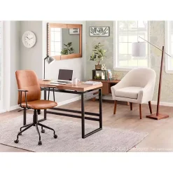 Brown Tufted Faux Leather Office Chair