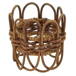 Brown Twisted Rattan Napkin Rings, Set of 4