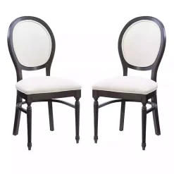 Brown Upholstered Oval Dining Chairs, Set of 2