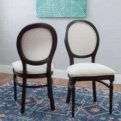 Brown Upholstered Oval Dining Chairs, Set of 2