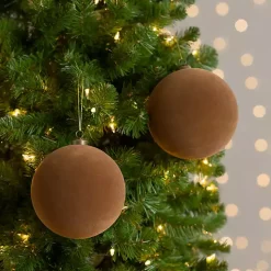 Brown Velvet Ball 2-pc. Ornament Set, 6 in.