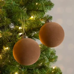Brown Velvet Ball 2-pc. Ornament Set, 4 in.