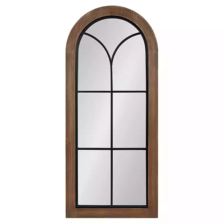 Brown Windowpane Arch Geoffrey Mirror