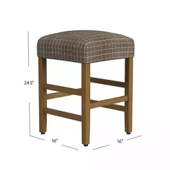 Brown Windowpane Upholstered Counter Stool