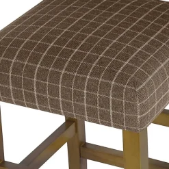 Brown Windowpane Upholstered Counter Stool