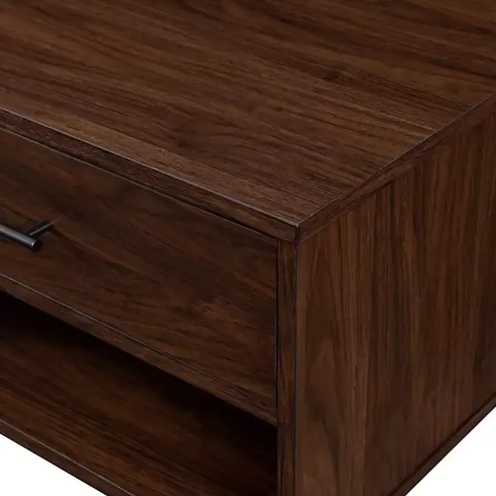 Brown Wood & Black Metal Hairpin Legs Coffee Table