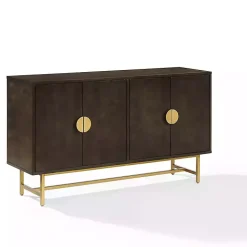 Brown Wood & Gold Metal Sideboard