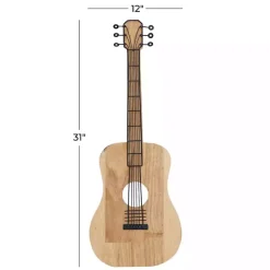 Brown Wood Acoustic Guitar Wall Plaque