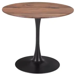 Brown Wood and Black Metal Bistro Dining Table