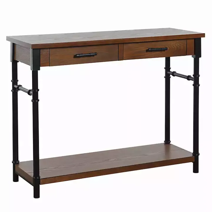 Brown Wood and Black Metal Ruth Console Table