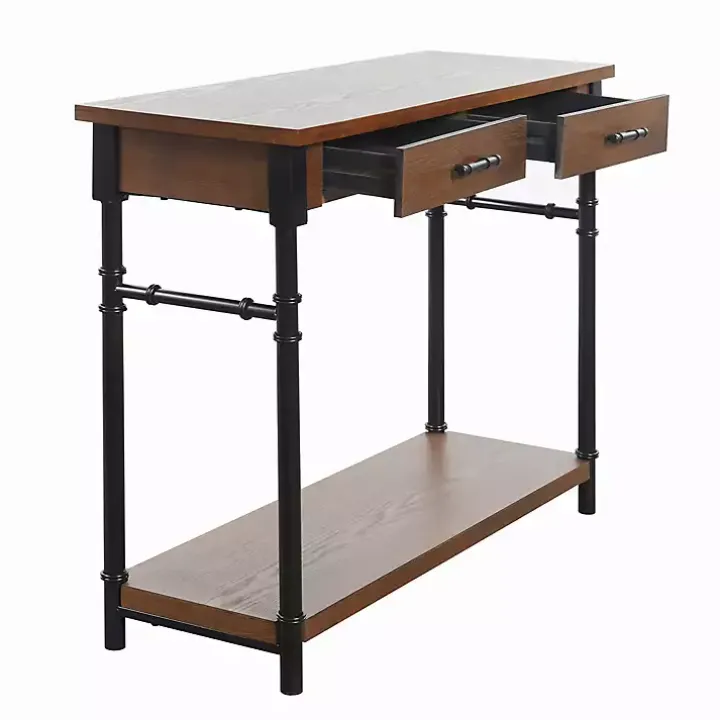Brown Wood and Black Metal Ruth Console Table