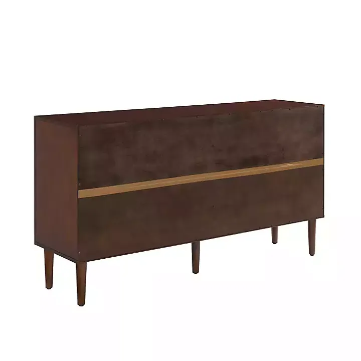 Brown Wood and Gold 4-Door Cabinet