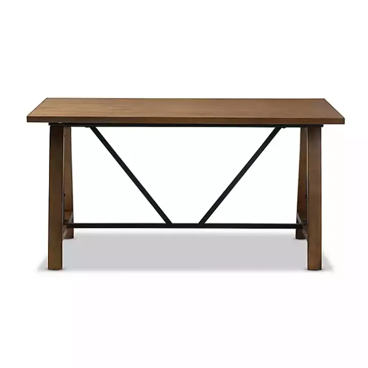 Brown Wood and Metal Linear Base Desk