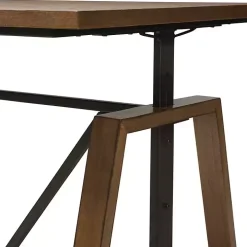 Brown Wood and Metal Linear Base Desk