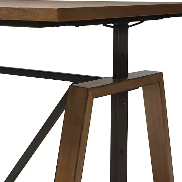 Brown Wood and Metal Linear Base Desk