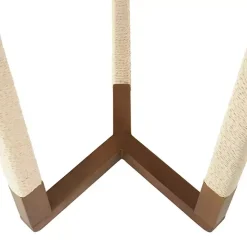 Brown Wood and Rope Geometric Console Table