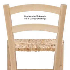 Brown Wood and Seagrass Counter Stools, Set of 2