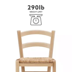 Brown Wood and Seagrass Counter Stools, Set of 2