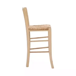 Brown Wood and Seagrass Counter Stools, Set of 2