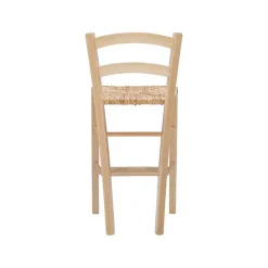 Brown Wood and Seagrass Counter Stools, Set of 2