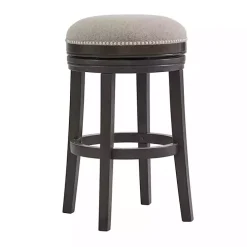 Brown Wood Backless Swivel Bar Stool