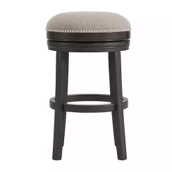 Brown Wood Backless Swivel Bar Stool
