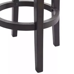 Brown Wood Backless Swivel Bar Stool