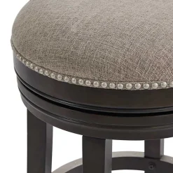 Brown Wood Backless Swivel Bar Stool