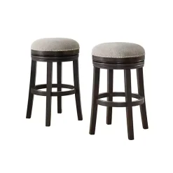 Brown Wood Backless Swivel 2-pc. Bar Stool Set