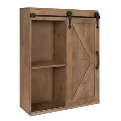 Brown Wood Barn Door 5-Shelf Wall Cabinet