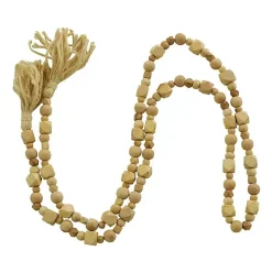 Brown Wood Beads Cream Tassel Garland