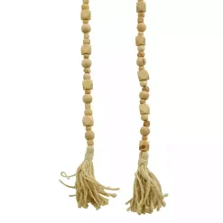 Brown Wood Beads Cream Tassel Garland