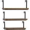 Brown Wood Black Metal Frame 3-pc. Wall Shelves
