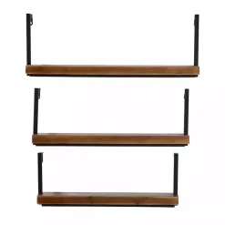 Brown Wood Black Metal Frame 3-pc. Wall Shelves